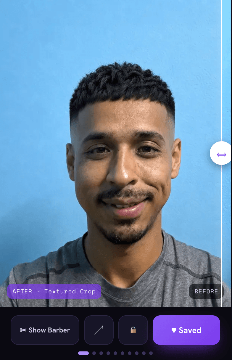 AI-generated hairstyle preview — Textured Crop on a real face